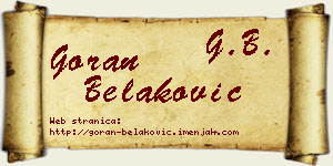 Goran Belaković vizit kartica